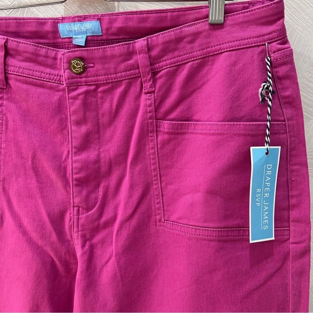 NWT Draper James RSVP Slash Pocket Wide Leg Jeans Size 18 Pink Orchid Brand New - Picture 2 of 7